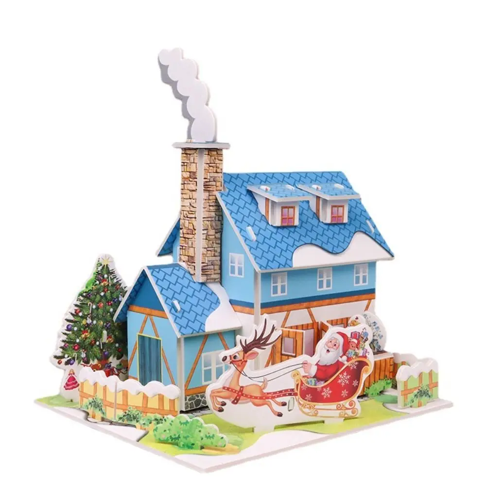 

Рождественский дом, Рождественский 3D-головоломка, поезд, сделай сам, бумажная карта, головоломка, сборка, строительные блоки, детская модель игрушки ручной работы