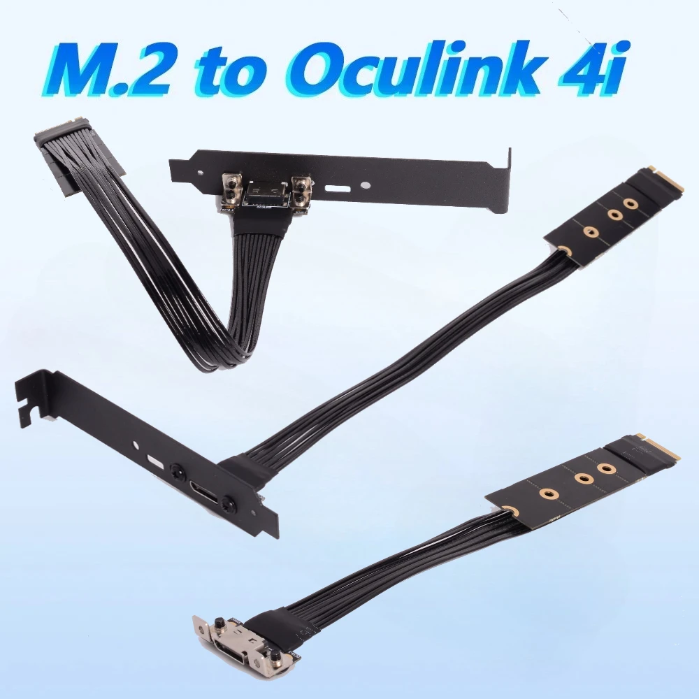 M.2 To Oculink 4i Extension Cable 64Gbps For PC Desktop For M2 M Key NVME To SFF8612 Adapter Gen4 PCIe 4.0 X4 Silver-Plated Wire
