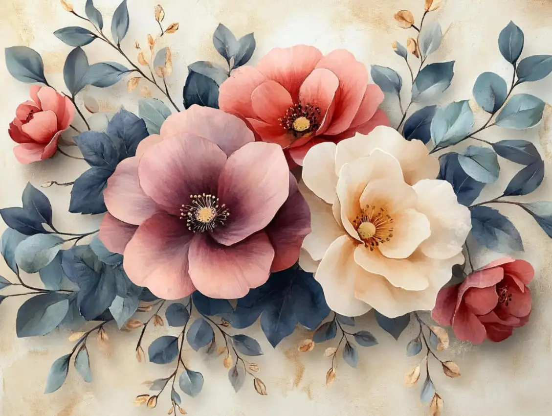 

Custom wallpaper plum Rose flower mural European style flower stereo sofa background home decoration living 3d wallpaper