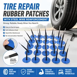 24Pcs/set Plug Patch Gum Car Motorcycle Truck Tyre Puncture Repair Tubeless Wired Mushroom Plug Patch Kit 4.5mm Car Repair Tool