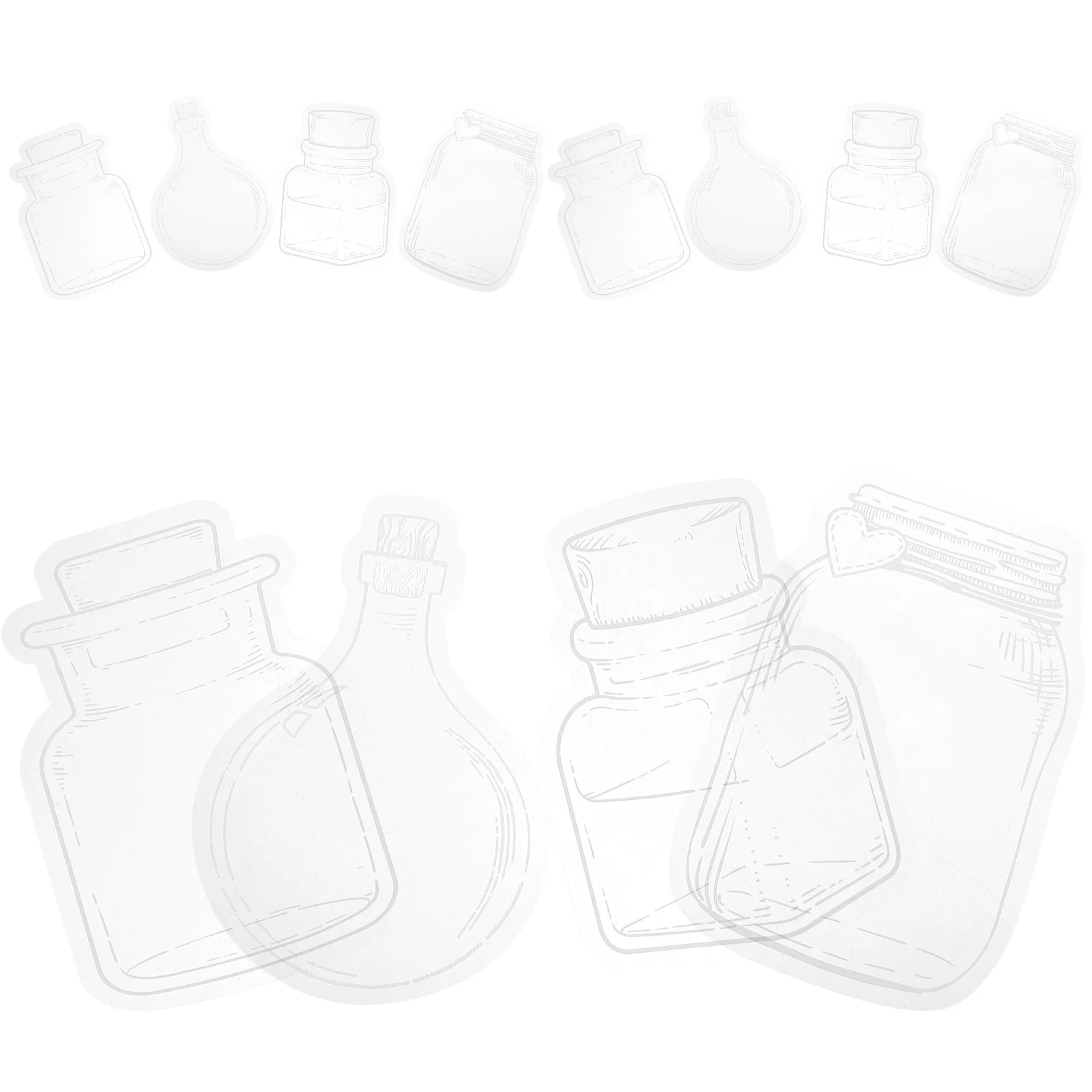 

20pcs Bookmarks Stickers Transparent Scrapbook Decorative DIY Notebook Photo Album Journal Planner Glassware Jar