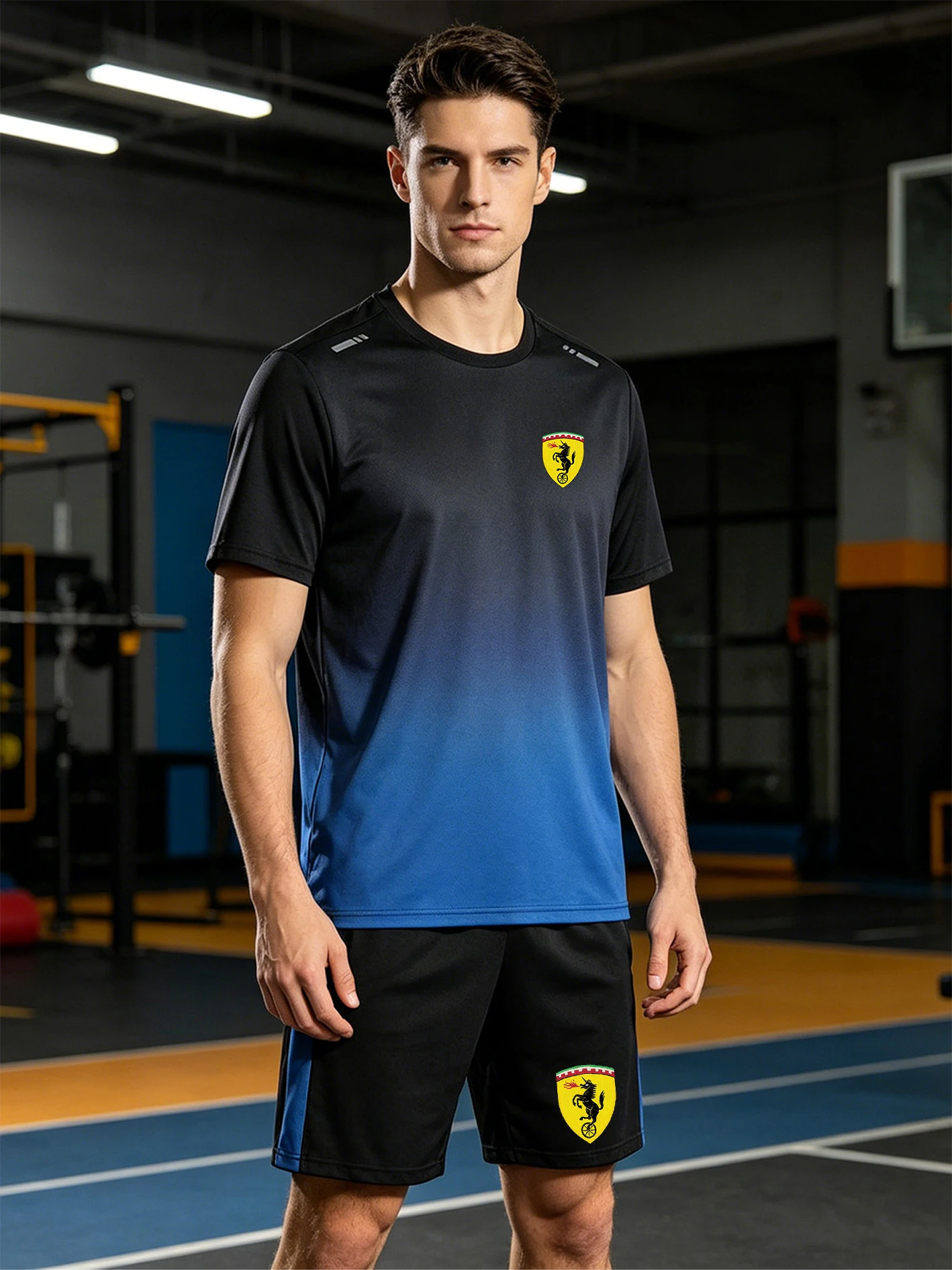 

Men's Gradient Quick-Dry Short Sleeve Set, Wrinkle-Resistant, Wear-Resistant, Shape-Retaining, Cut, Should