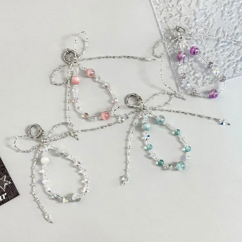 

Crystal Bow Mobile Phone Chain Lanyard, Wrist Keychain, Bag Pendant.