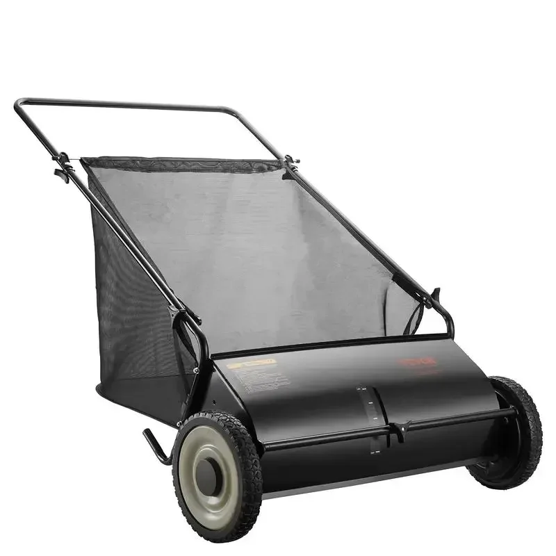 VEVOR Push Lawn Sweeper, 26 Inch Leaf & Grass Collector, Strong Rubber Wheels & Heavy Duty Thickened Steel Durable