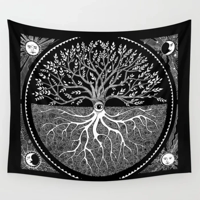 Druid Tree Of Life Wall Tapestry Wall Hanging Bedspread Wall Art Coverlet Bedding Blanket Curtain Window Curtain Table Cloth