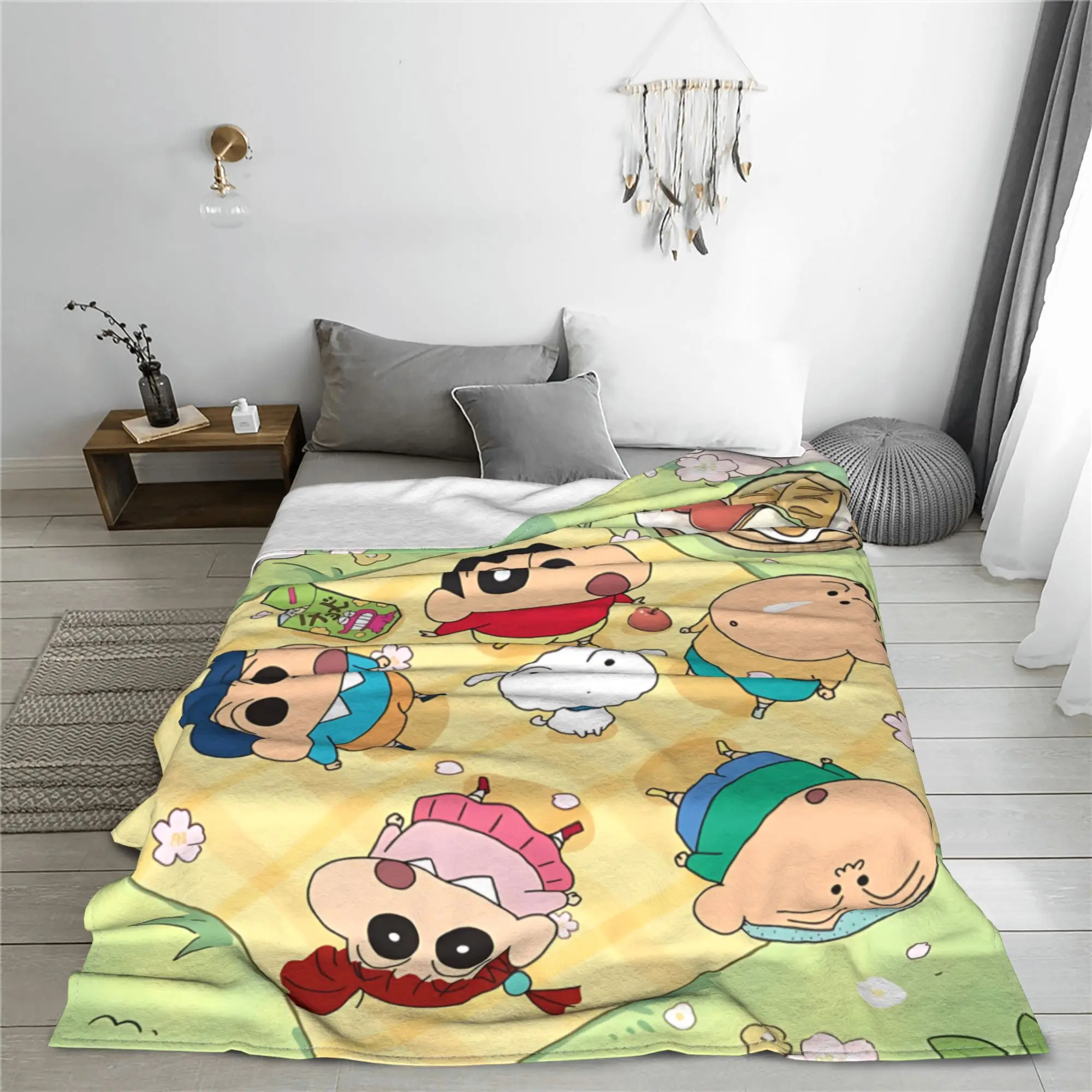 1PC home Cutecore Crayon Shin chans  Blanket Super Cosy Plush Home Living Room Sofa halloween