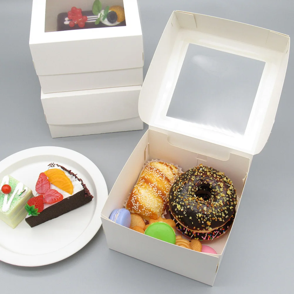 

20Pcs Cake Boxes Dessert Boxes Paperboard PVC Material for Birthday Party Bakery Cookie Container Window Box