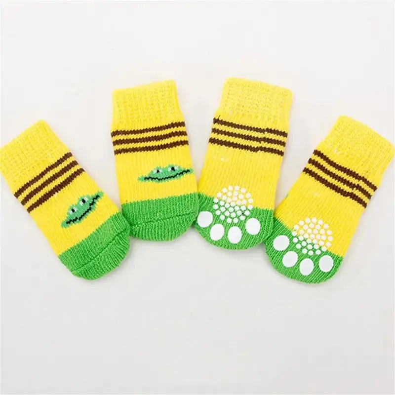 4pcs Winter Pet Dog Socks Cotton Non-slip soles Breathable Not easy to fall off Multi-style Resilient Pet socks Pet supplies
