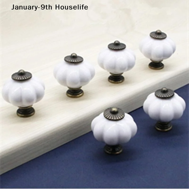 Simple Single Hole Acrylic Pumpkin Handle European Style Vintage Cabinet Knob Round Door Pull Handles Wine Cabinet