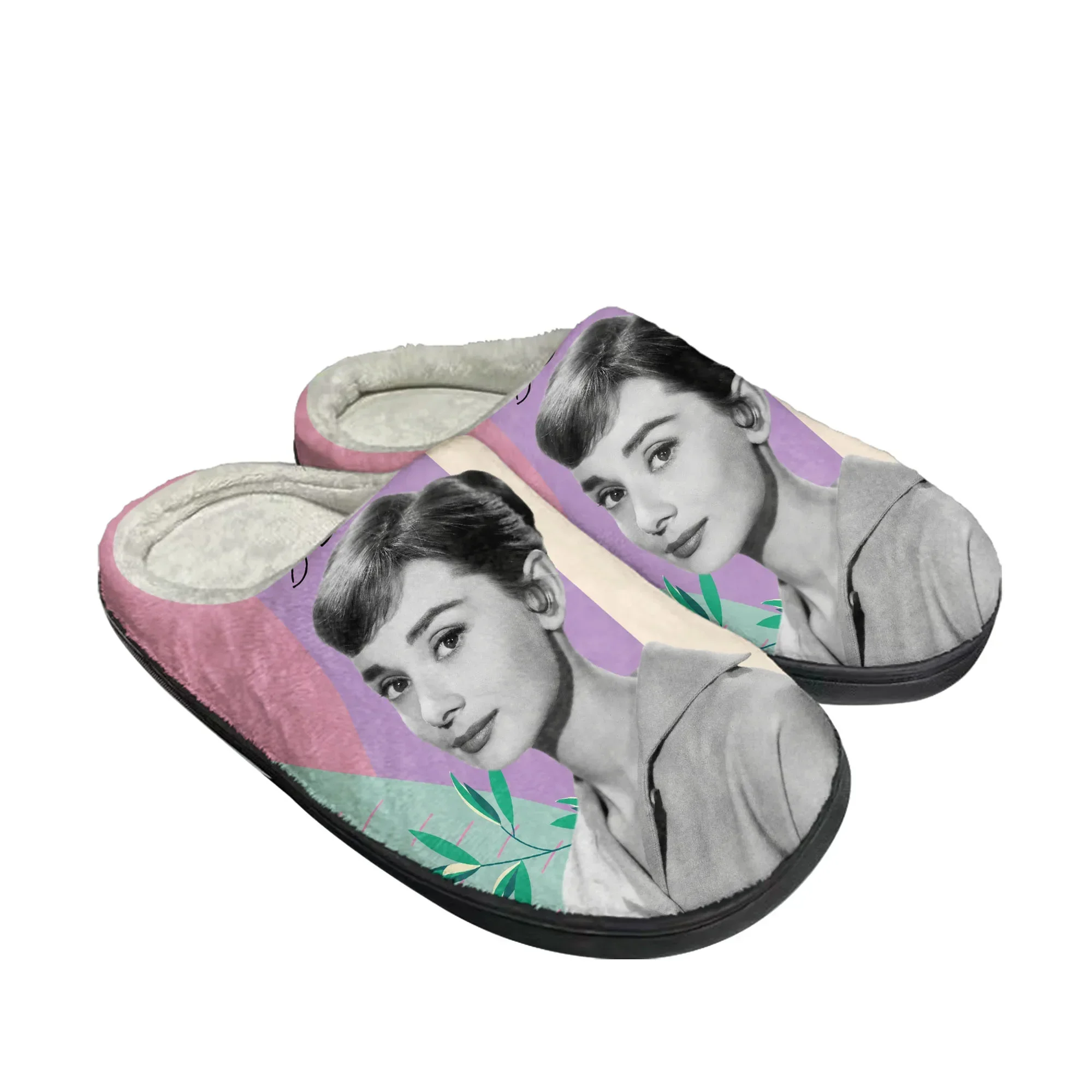 Audrey Hepburn Home Cotton Slippers Mens Womens Plush Bedroom Casual Keep Warm Shoes Thermal Indoor Slipper Customized DIY Shoe