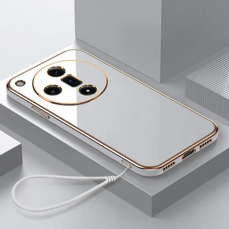 For OPPO Find X7 Case OPPO Find X7 Phone Case Straight edge electroplate Plating ShockProof Silicone Back Soft Cover image 2