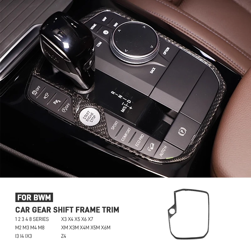 

For BMW 1 2 3 4 8 Series M2 M3 M4 M8 X3 X4 X5 X6 X7 XM XЗM X4M X5M X6M Z4 Real Dry Carbon Fiber Car Gear Shift Panel Cover Trim