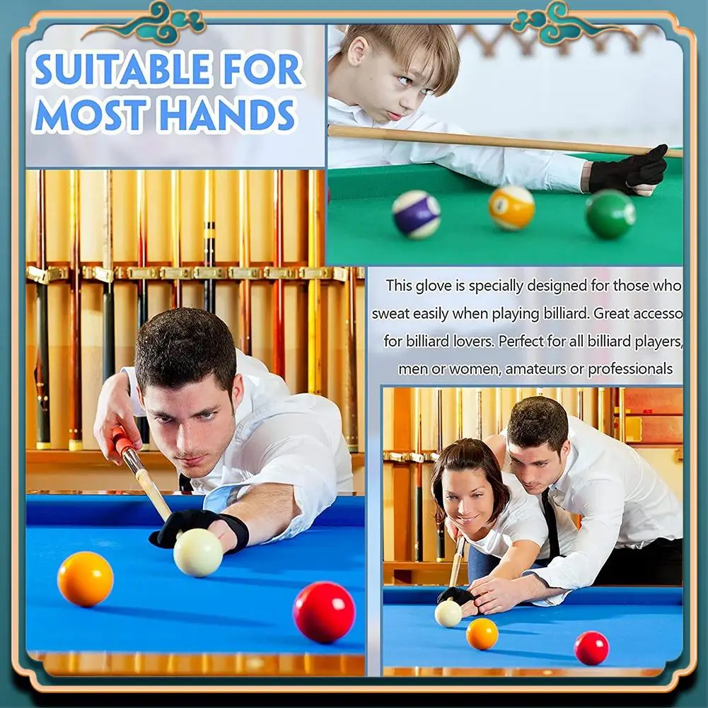 

Новейшие дышащие перчатки для бассейна, перчатки для бильярда, перчатки для бассейна, левой и правой руки, универсальные 3-пальцевые перчатки для кия, спортивные перчатки для кия