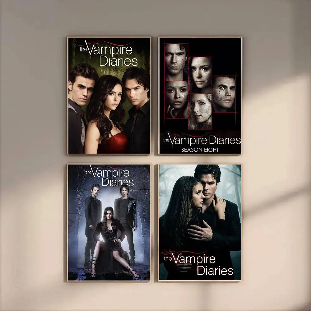 The V-Vampire Diaries Classic Movie Poster Art Sticky Wall Waterproof Home Living Room Bedroom Bar Aesthetic Decoration