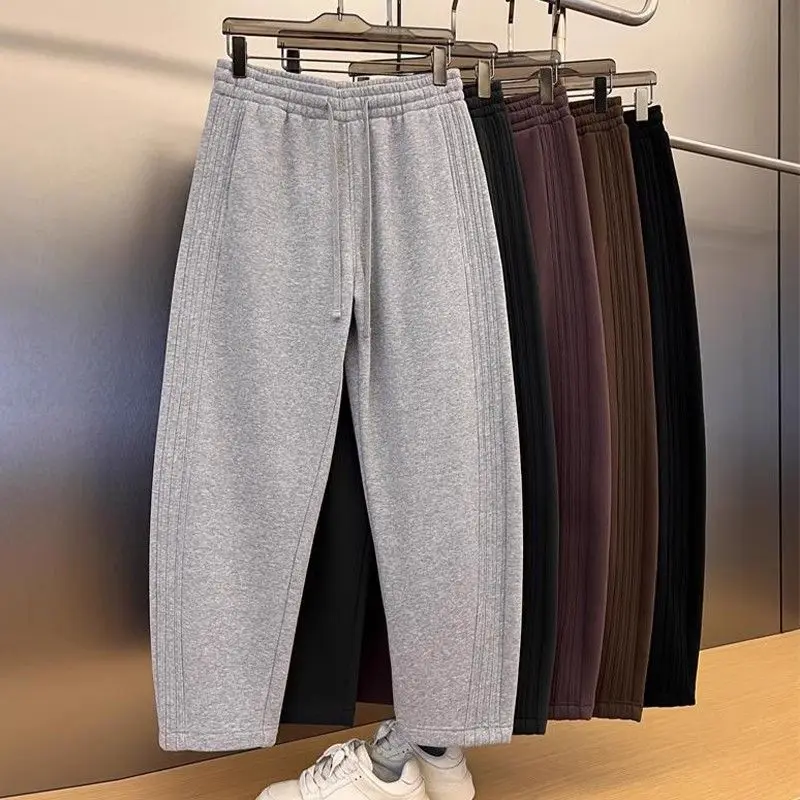 Autumn Winter 2026 Trend New Straight Scimitar Casual Pants Men's Loose Couple Solid Straight Casual Jogger GYM Sweatpants