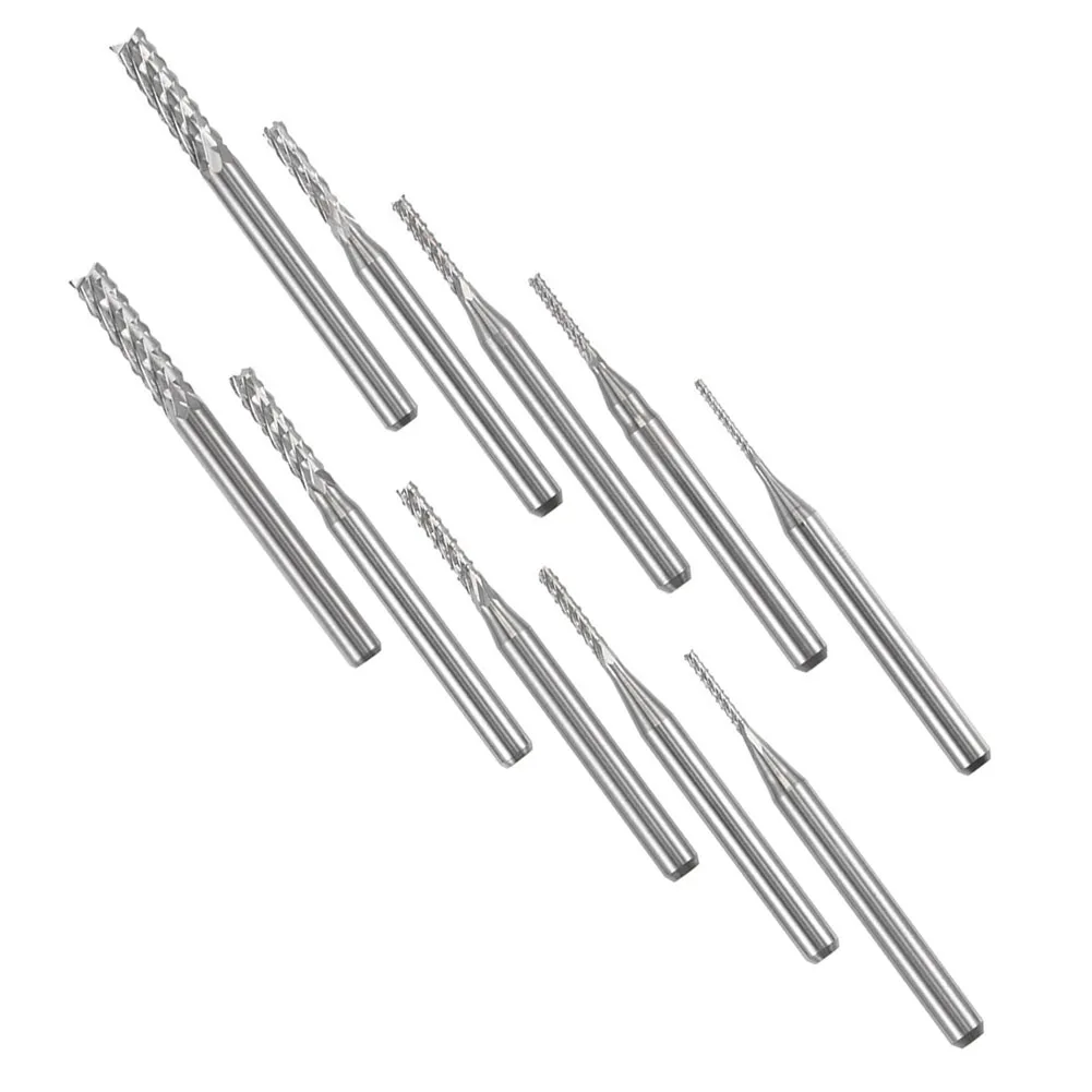 Ten Piece Set of High Efficiency CNC Drill Bits Made from Quality Carbide Material at a Diameter of Point Eight mm