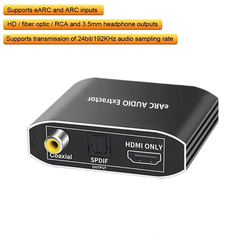 Imagem -02 - Extrator de Áudio para Dolby Atmos 192khz Projetor de tv Aux e Arc Suporte Aux Conversor Coaxial Toslink 7.1ch Atmos