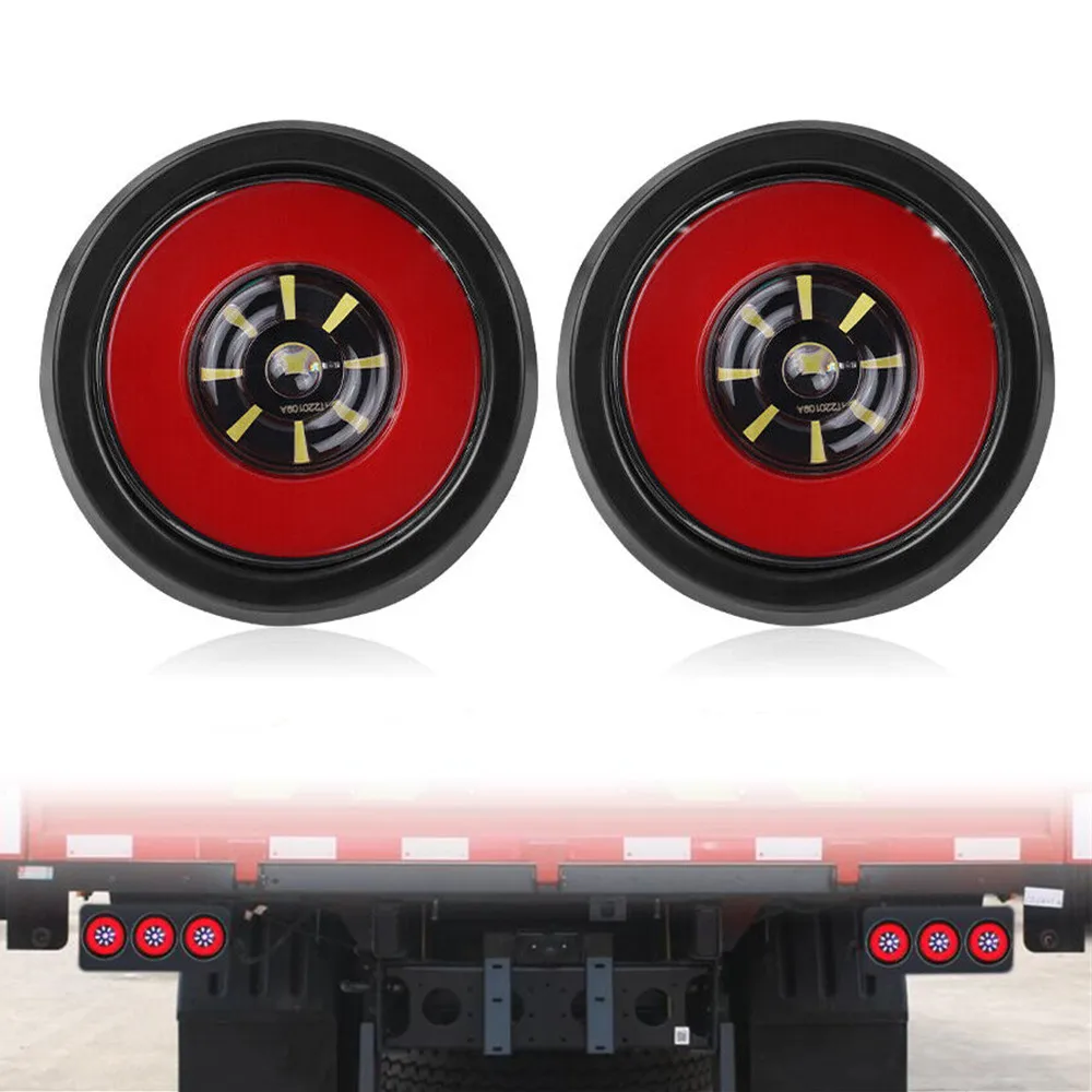 

2PCS 4 Inch Round LED Reverse Backup Tail Lights Trailer Truck 24V Red White Light Car Side Marker Lights Stop Turn Brake Lamp