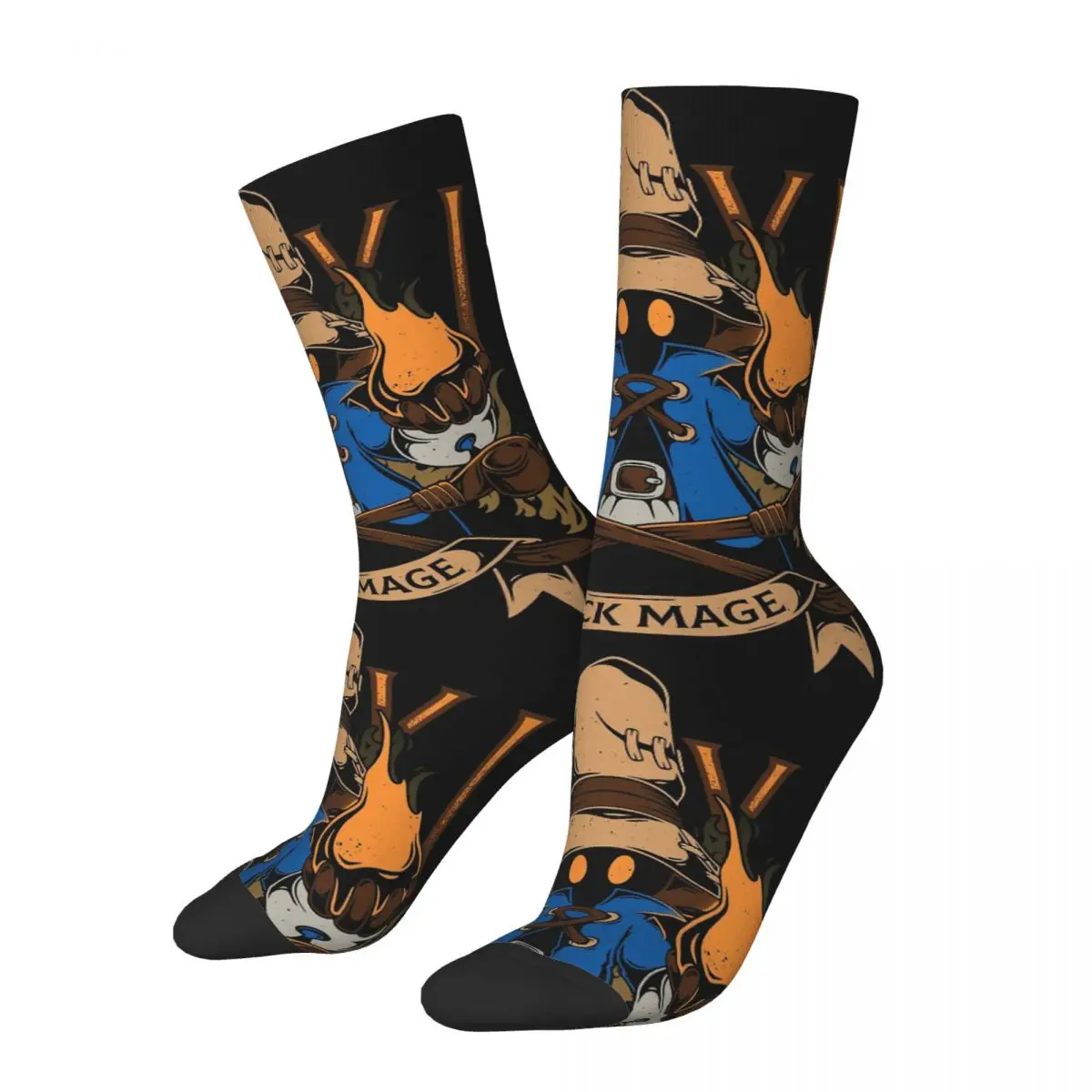 Funny Happy Men's compression Socks Vivi Black Mage Vintage Final Fantasy FF Role Playing Game Hip Hop Seamless Crew Sock