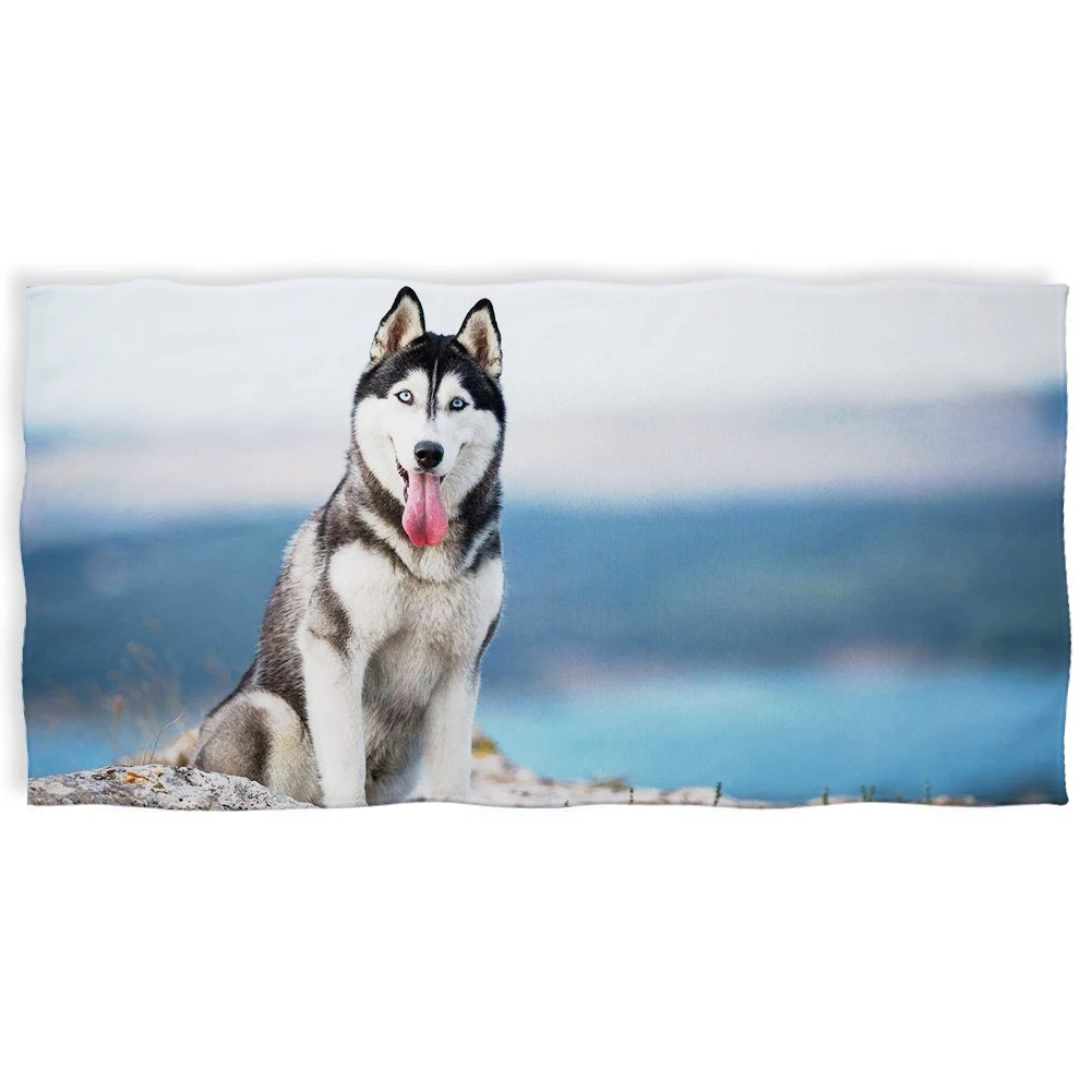 Cool Naughty Husky Beach Towel Pool Cute Dog Super Quick Dry Bath Towel for Boys Girls Kids Adults Home Banthroom Travel Towel