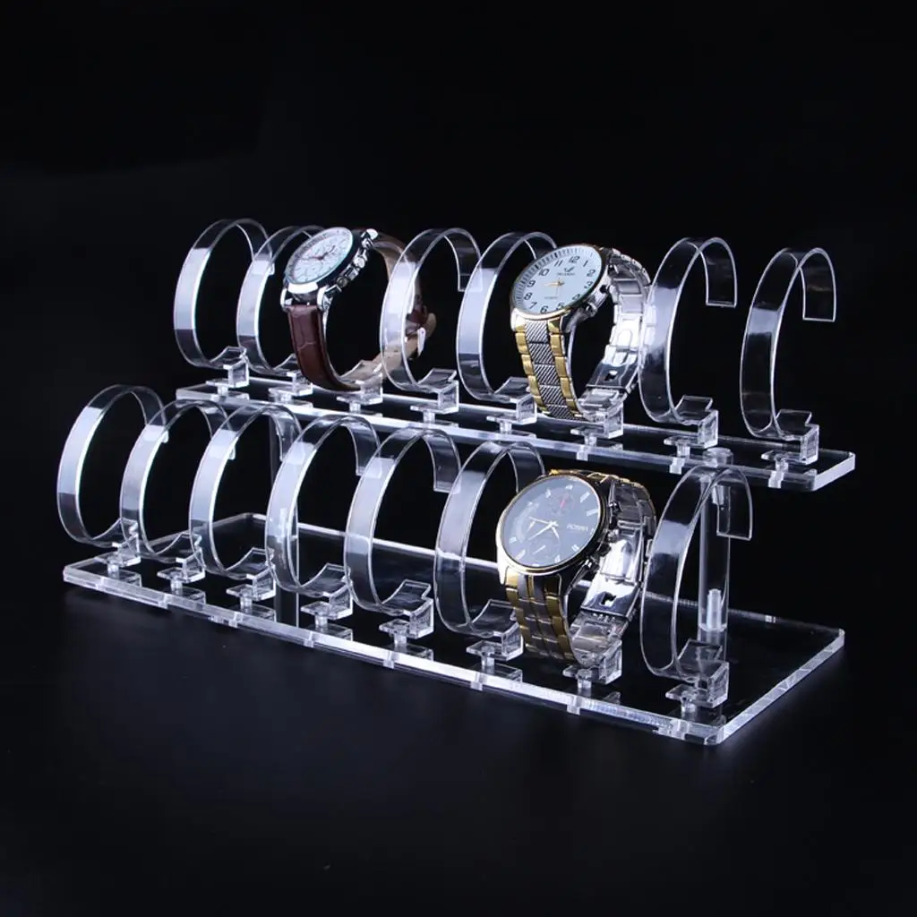 Acrylic 2-Tier Jewelry Wrist Watch Displays Rack Holder Sale Show Case Stand Tool Clear Watch Bracelet Jewelry Packaging Stand