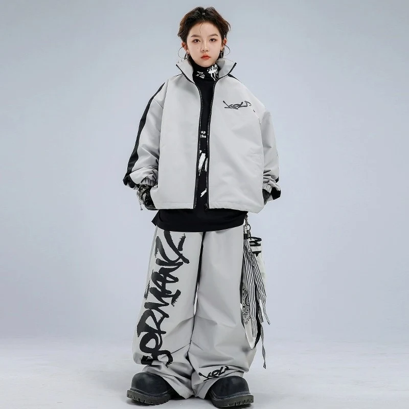 Abbigliamento Hip Hop Ragazzi Street Dance Baggy Abito grigio Maniche lunghe Cappotto Pantaloni Poppin Performance Costume Sport Jogger Wear BL18039