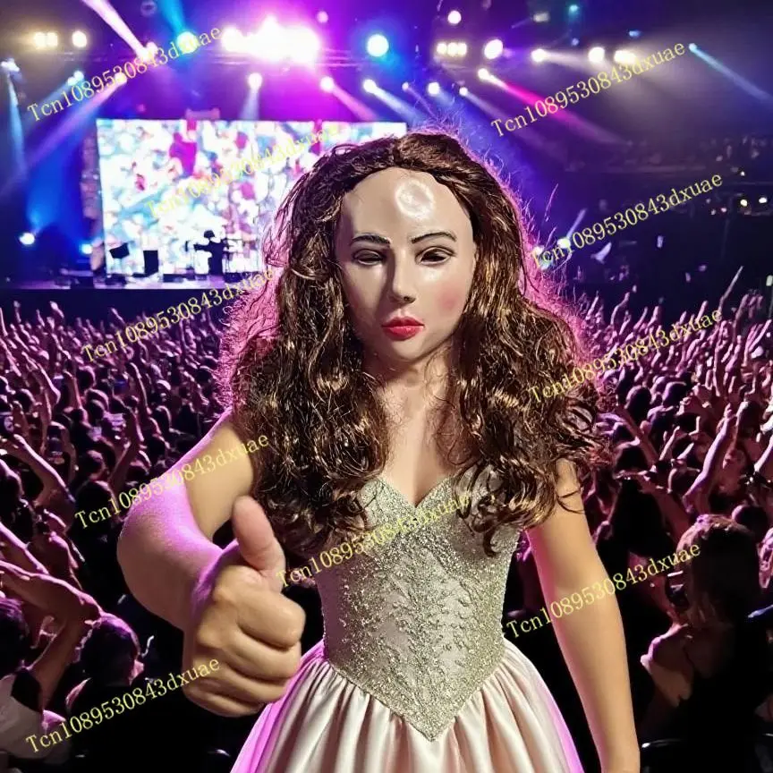 New simulation beautiful woman advanced mask wig curly hair headgear, hot event party performance game drag cos