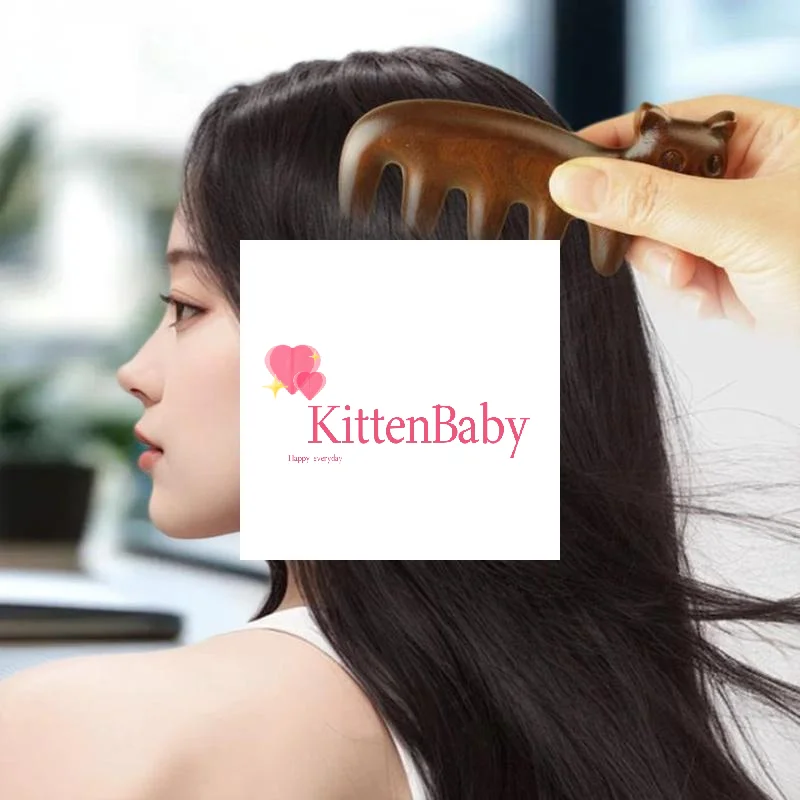 

Расческа для волос из сандалового дерева в форме кошки, расслабляющий массажер для акупунктурных точек, портативная деревянная ручка, расческа с пятью зубцами, антистатический инструмент для укладки