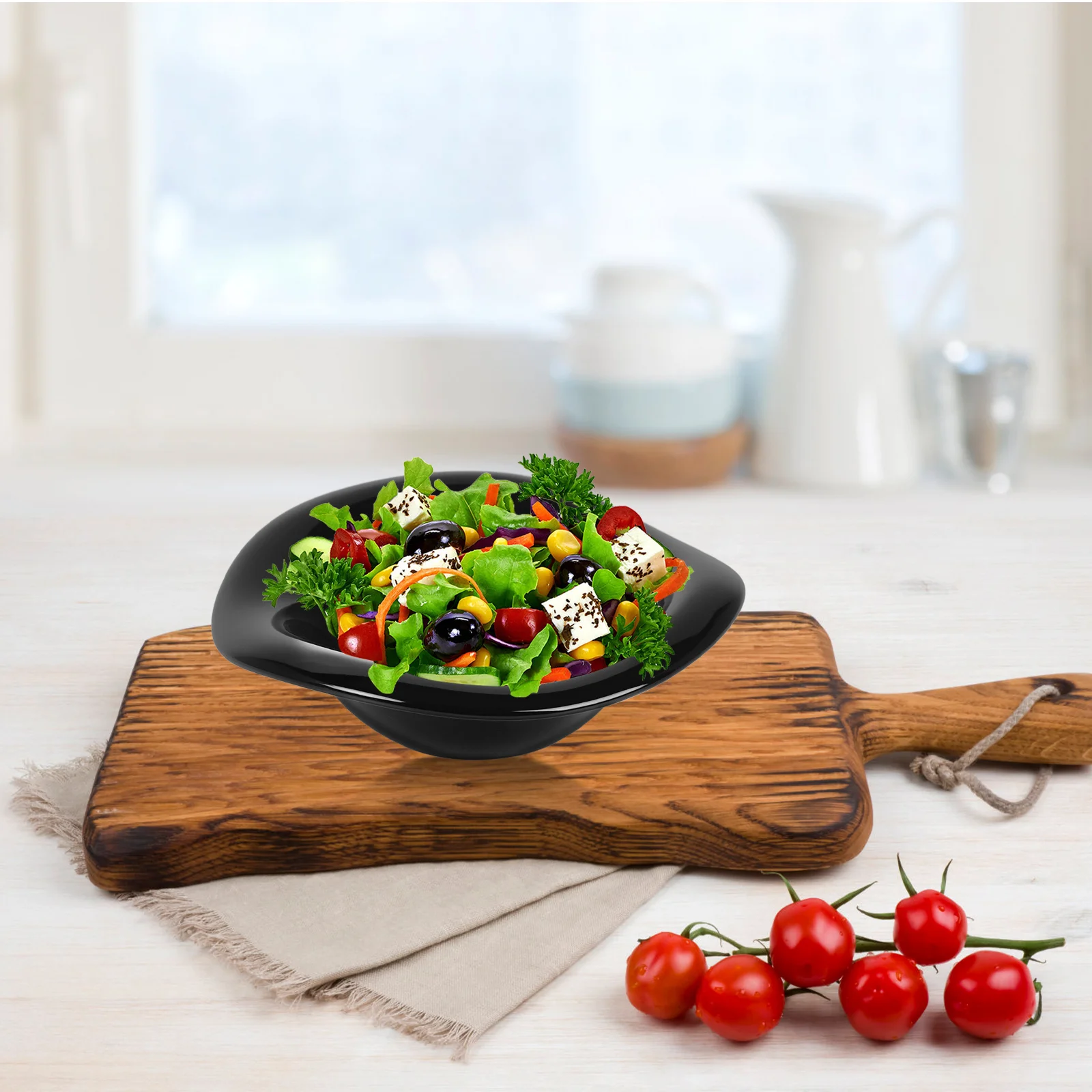 

Large Ceramic Salad Bowl Cream Color Deep Serving Dish Versatile for Kitchen Soup Dessert Fruit Minimalist Stylish Dining