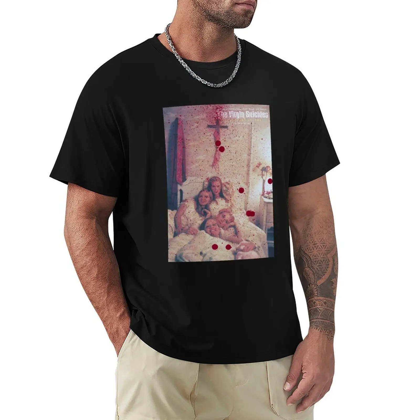 

The virgin Suicides Blood spattered print T-Shirt affliction shirts aesthetic clothes summer top for a boy mens clothes