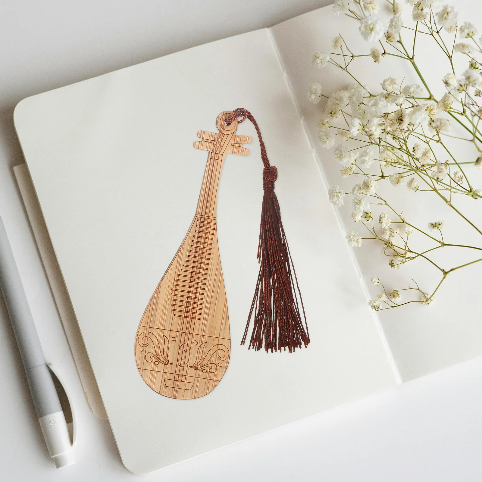 

4Pcs Bamboo Pipa Bookmarks Elegant Tassel Book Marks Reading Page Markers Bulk Gifts Bulk Bookmarks for Adults