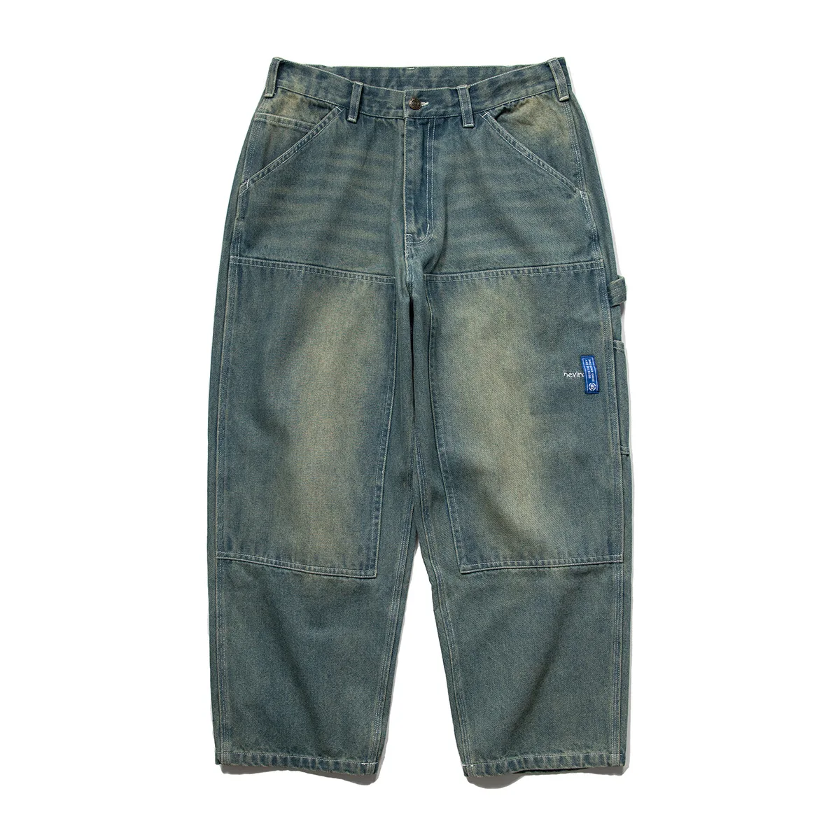 

Beijie Men's American style autumn and winter new 425g heavyweight distressed washed jeans casual trousers