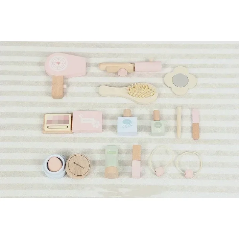 Casa de juegos rompecabezas juguetes interactivos tocador de madera de alta calidad peine secador de pelo sombra de ojos lápiz labial regalo de cumpleaños para bebé