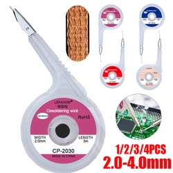 Desoldering Mesh Braid Tape Copper Welding Point Solder Remover Wire Soldering Wick Tin Lead Cord Flux for Soldering 2.0-4.0MM