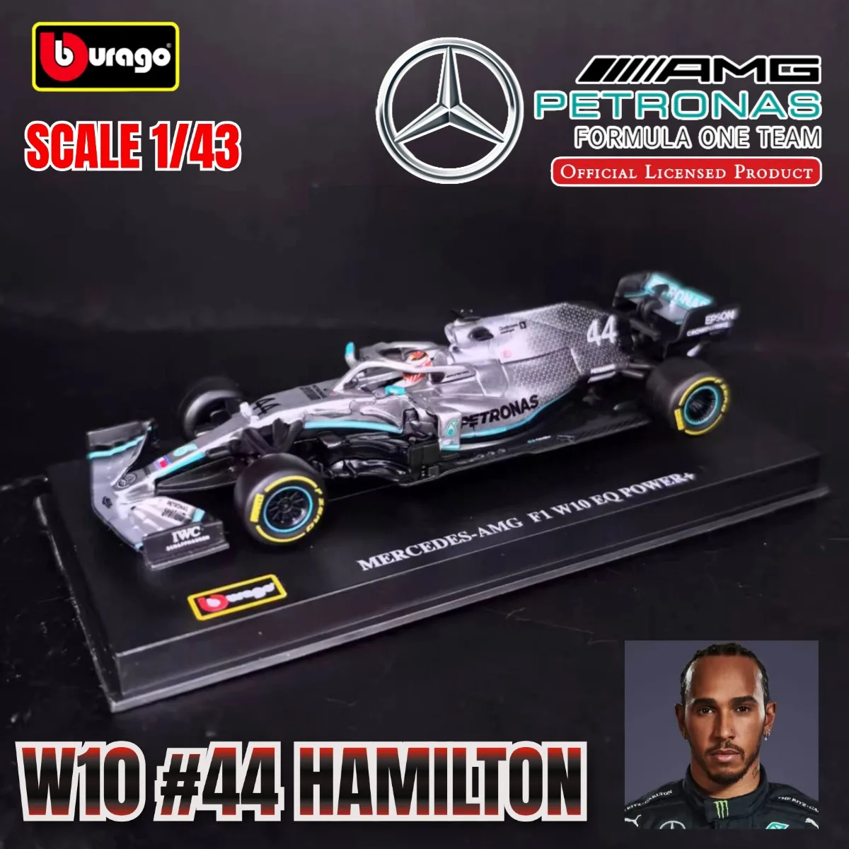 Ограниченное-количество-bburago-mercedes-w10-Модель-автомобиля-hamilton-f1-44-с-витриной-миниатюрная-коллекционная-игрушка-фигурка-Формулы-1-43-масштаб-1