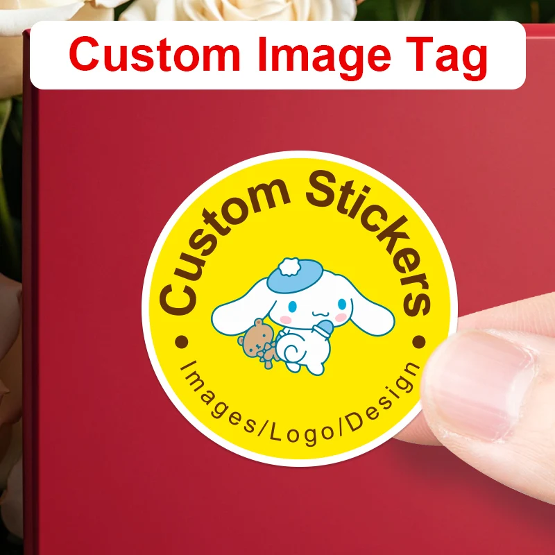 

Custom Sanrio Stickers - DIY Upload Text/Logo & Photo for Wedding Decor, Anniversary Gifts, Wall Decals & Luggage Tag Stickers