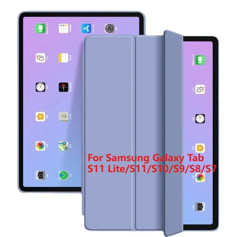 Lightweight Silicone Smart Case with Auto Sleep/Wake & Fold Stand – for Samsung Galaxy Tab S11 Lite/S11/S10/S9/S8/S7 11-inch