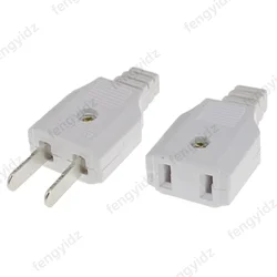 US American 2 Pin AC Electrical Power Male Plug Female Socket Outlet Adaptor Adapter w/ Wire Rewireable Extension Cord Connector
