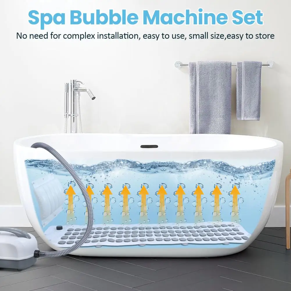 Portable Bubble Bath Mat with Remote & Pillow Electric Air Pump Adjustable Anti-slip Bathtub Machine New Arrival