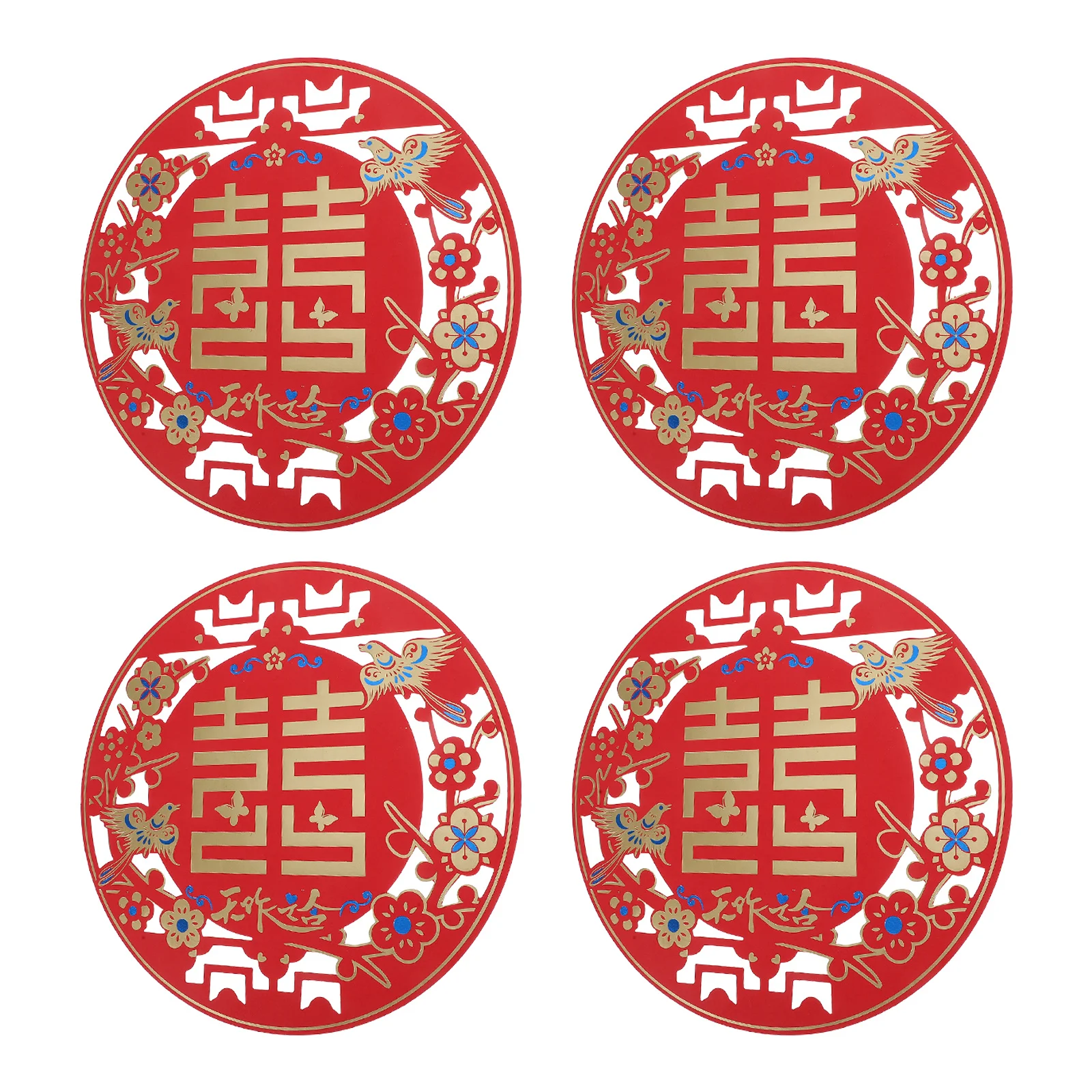

4Pairs Traditional Chinese Wedding Paper Cut Window Decorations Magpie Door Stickers Wedding Party Home Decor Festival