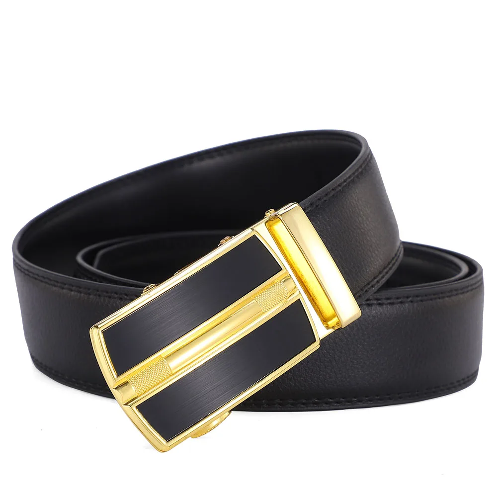 2024 New Men\'s Cowhide Automatic Buckle Leather Belt Genuine Leather Belt Fashion Belt Double Sided Genuine Leather Belt Brother