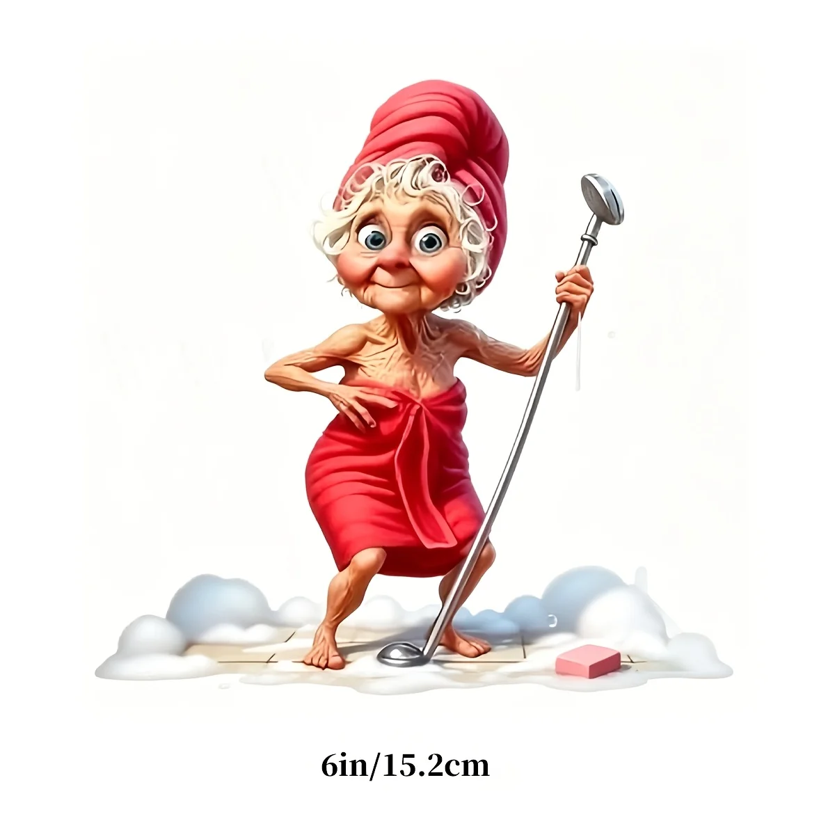 6 Inch Grandma Taking Bath Vinyl Car Sticker, Decal for Laptop, Water Bottle, Truck, Phone, Motorcycle, Window, Wall, Cup