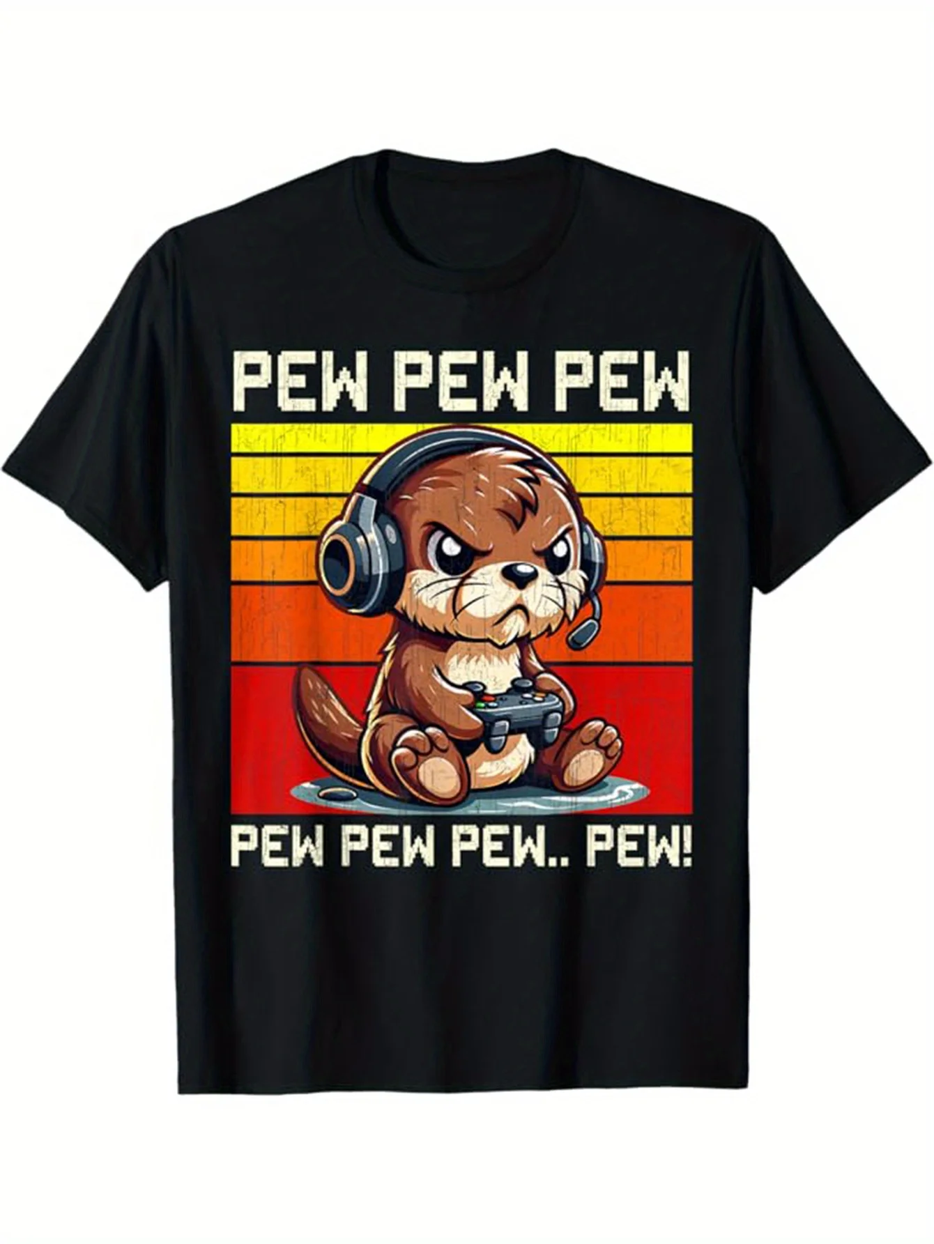 

Gaming Printed Mens Cotton Graphic T-shirt Casual Short Sleeve Crew Neck Gamer T-shirt Mens Tee For Outdoor