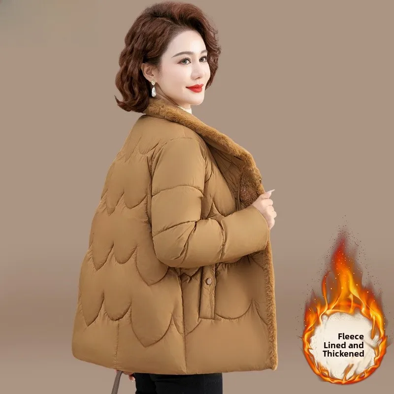 

Новая китайская женская зимняя куртка с флисовой подкладкой, утепленная, на хлопковом наполнителе, для женщин среднего и старшего возраста