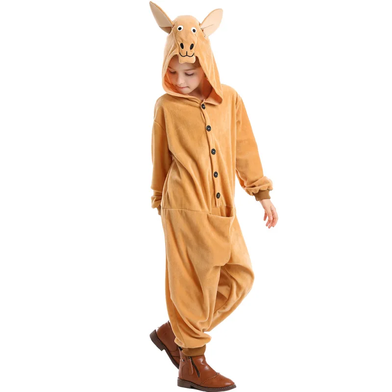 Kids Halloween Cosplay Costumes Boys Girls Kangaroo Costume Child Pajamas Sleepwear Animal Theme Party Performance Costumes