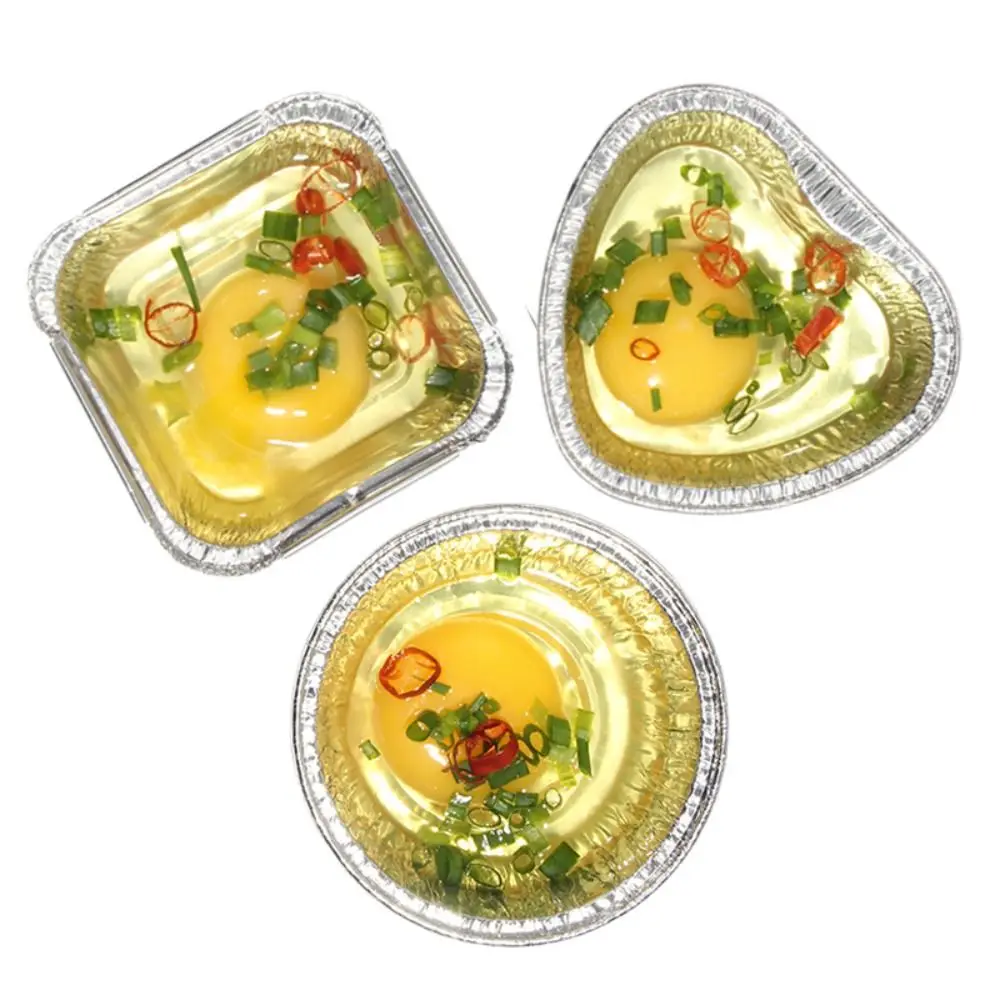 

100 шт. формы для выпечки из алюминиевой фольги, одноразовые формы в форме сердца/круглого/квадратного противня из фольги, серебро, 100 мл, противень для выпечки, пудинг