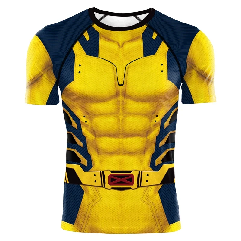 [You're My Secret] Superhero Wolverine Deadpool Short Sleeve Workout Compression Shirts Halloween Zenti James Howlett Party#1#W.