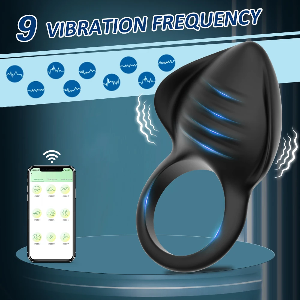 APP Control Vibrating Cock Ring Ejaculation Delay Penis Ring with Tongue Licking Clit Stimulator Adult Sex Toy for Couples view 2