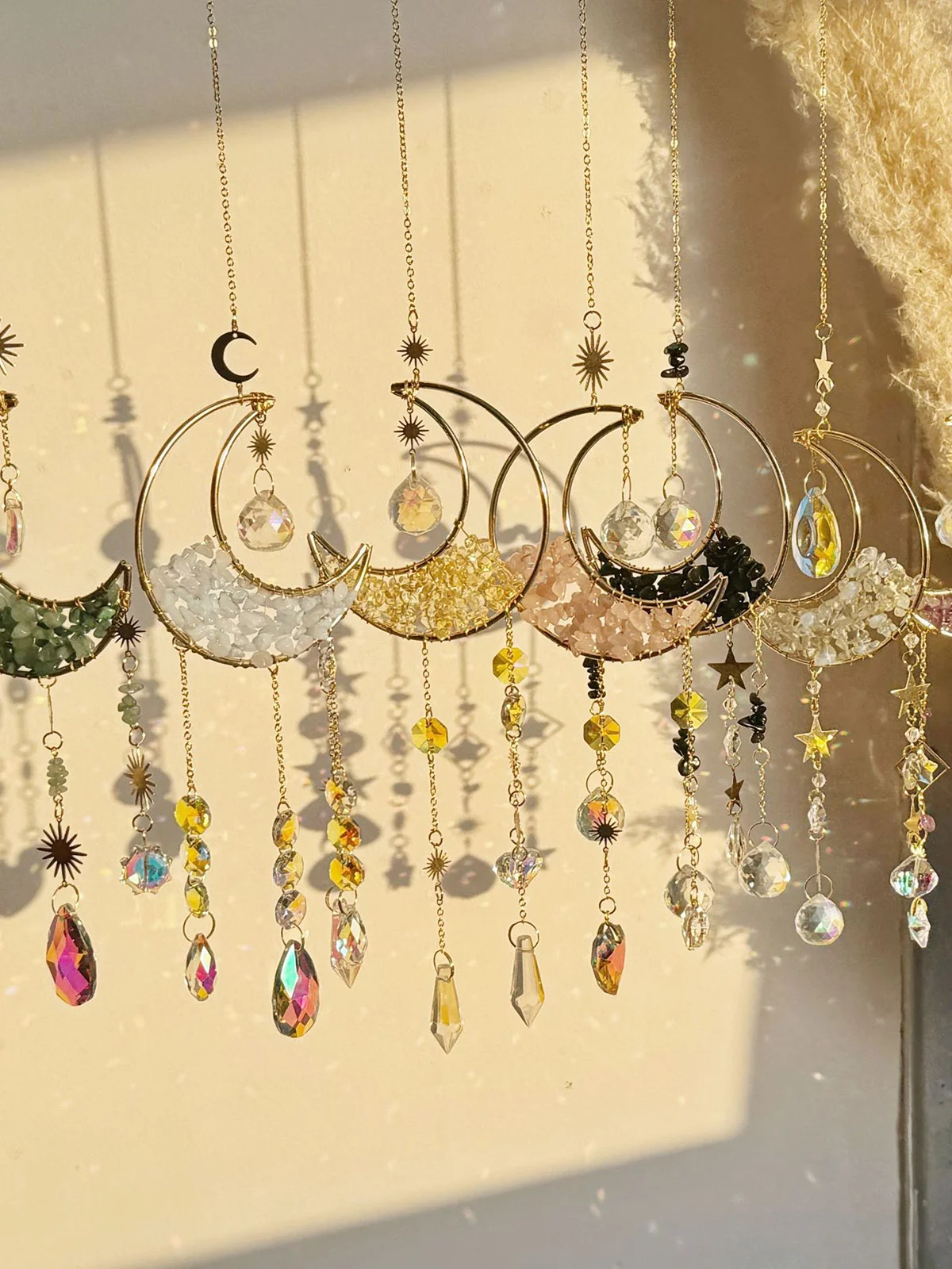 Crystal Sun Catcher Prism Wind Chimes Wall Hanging Decor Moon Catchers Rainbow Maker Light Catcher Garden Home Decoration Gift