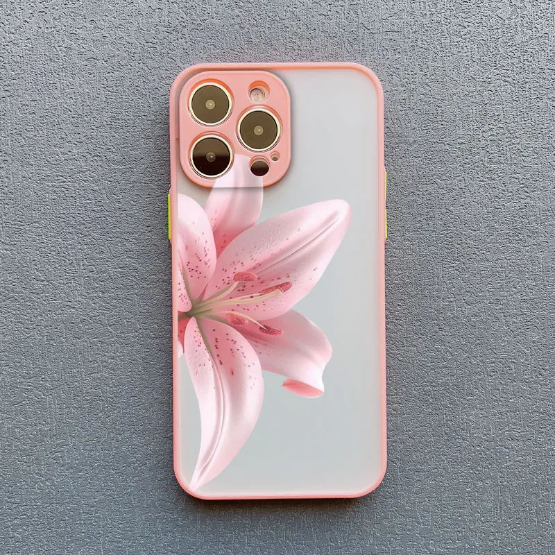 

Realistic Lily Flower Print Phone Case For iPhone 16 15 Pro Max Plus 14 13 12 Mini 11 Pro Max X XR XS 7 8 SE2 Shockproof Covers